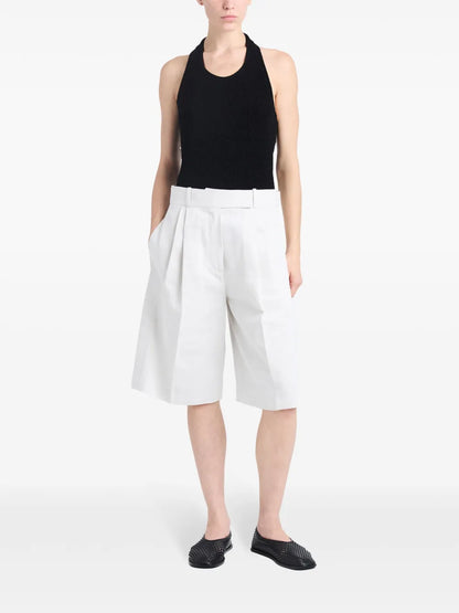 Pleated Knee-Length Shorts