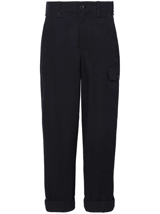 High-Rise Cotton-Linen Blend Trousers
