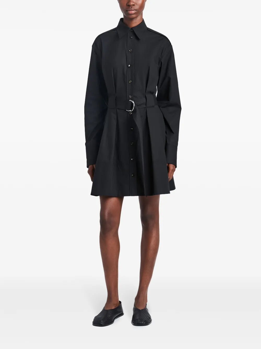 Long-Sleeve Poplin Shirt Dress
