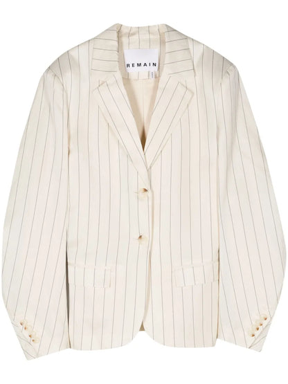 Drapy Pinstriped Single-Breasted Blazer