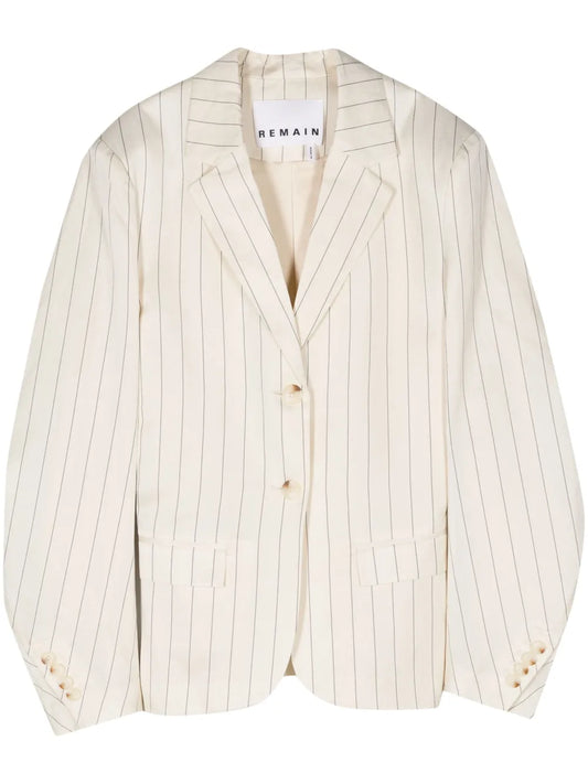 Drapy Pinstriped Single-Breasted Blazer