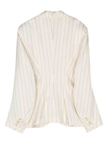 Drapy Pinstriped Single-Breasted Blazer