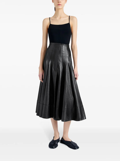 Moore Leather Midi Skirt