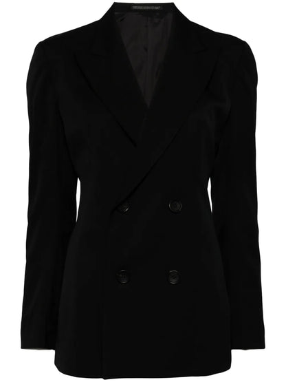 Pleat-Detail Double-Breasted Blazer