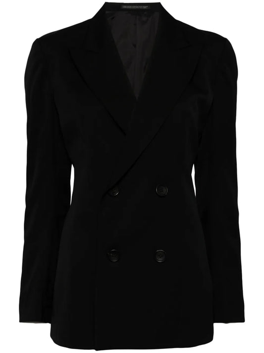 Pleat-Detail Double-Breasted Blazer