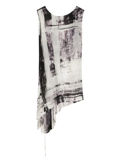 Abstract-Print Asymmetric Tank Top