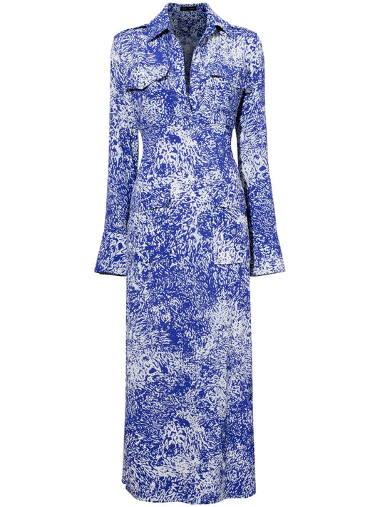 Abstract-Print Crepe Maxi Dress