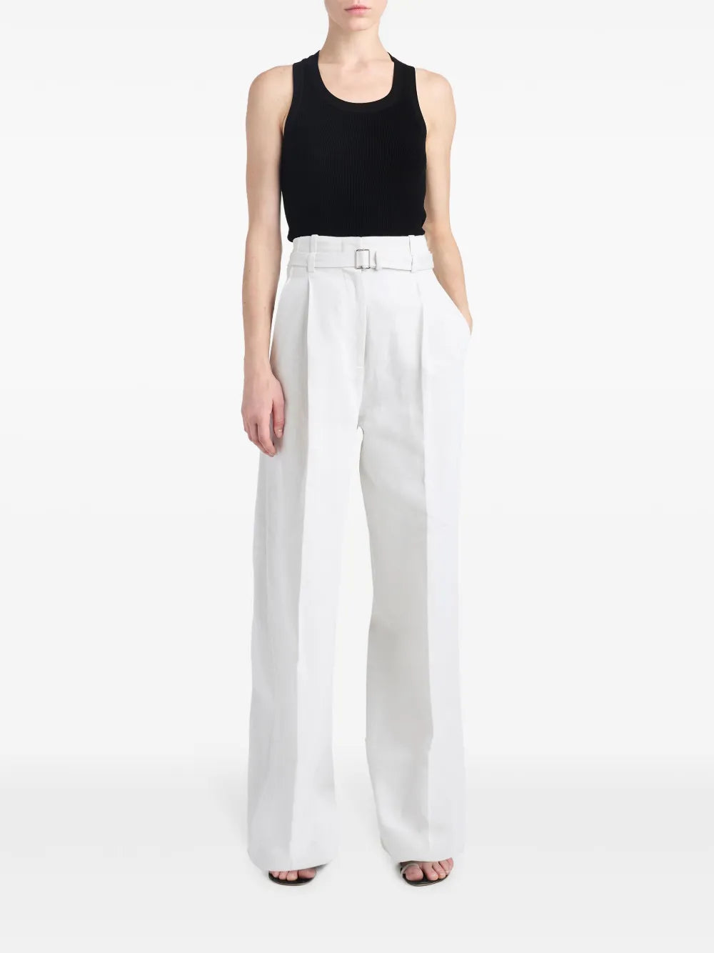 Dana High-Waist Cotton-Linen Trousers