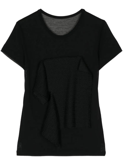 Draped-Panel Cotton T-Shirt