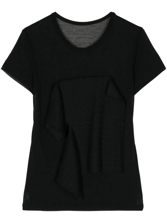 Draped-Panel Cotton T-Shirt