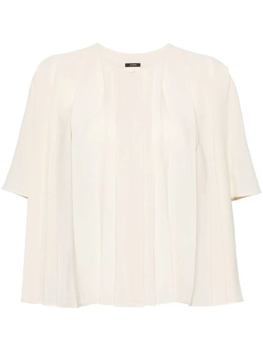 Bouloi Collarless Pleated Blouse