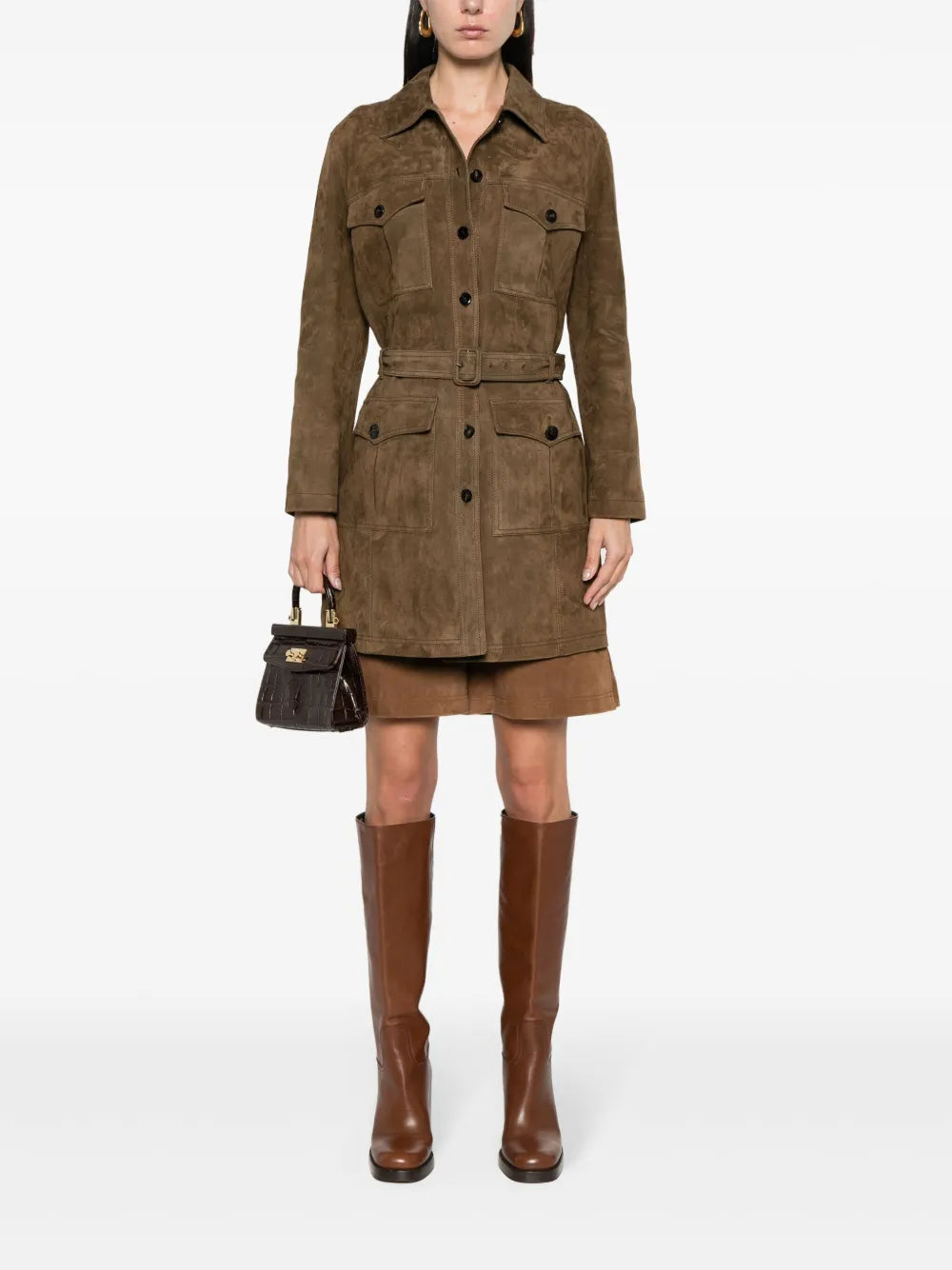 Suede Leather Coat