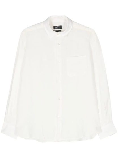 Classic-Collar Linen Shirt