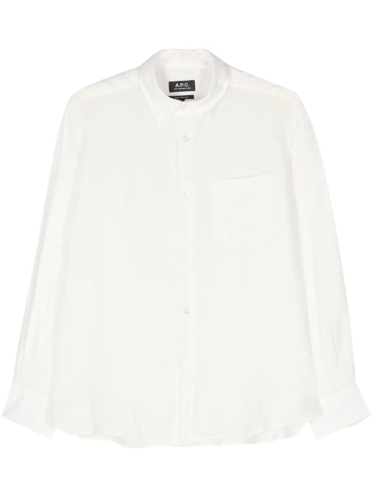 Classic-Collar Linen Shirt