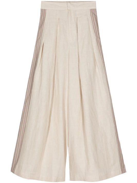 Stripe-Appliqué Palazzo Trousers