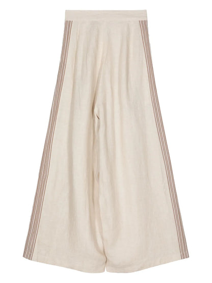 Stripe-Appliqué Palazzo Trousers