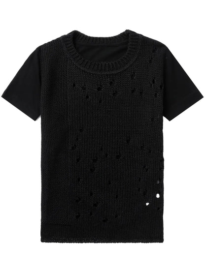 Open-Knit Panelled T-Shirt
