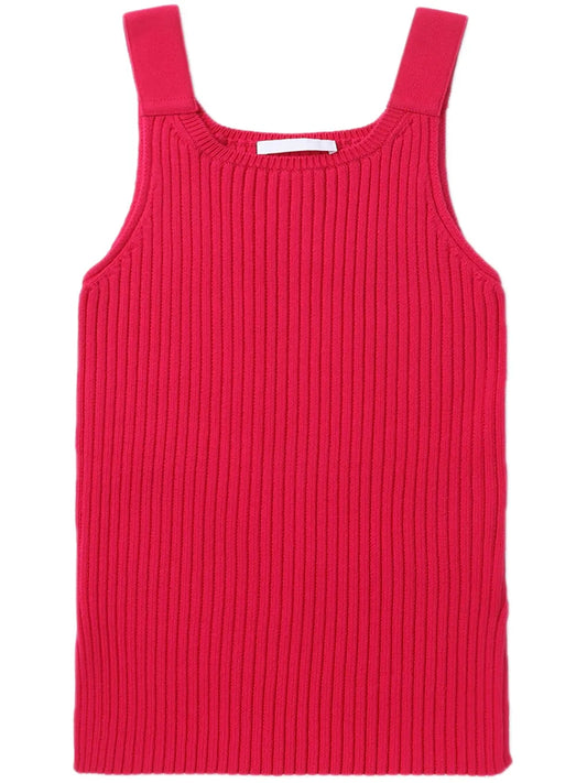 Side-Slit Ribbed-Knit Tank Top