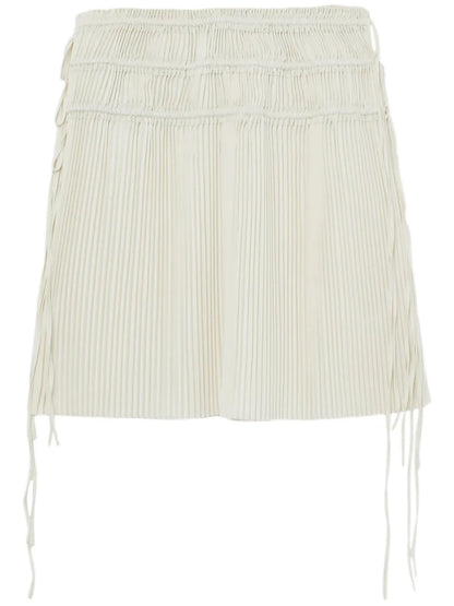 Strap-Detail Pleated Midi Skirt