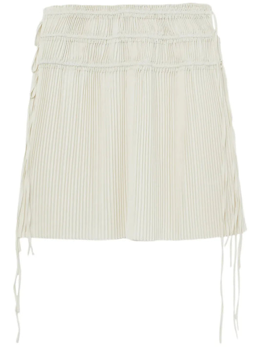 Strap-Detail Pleated Midi Skirt