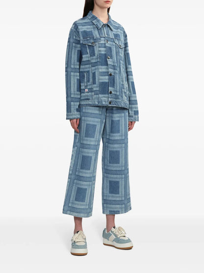 Tartan Check-Print Denim Jacket