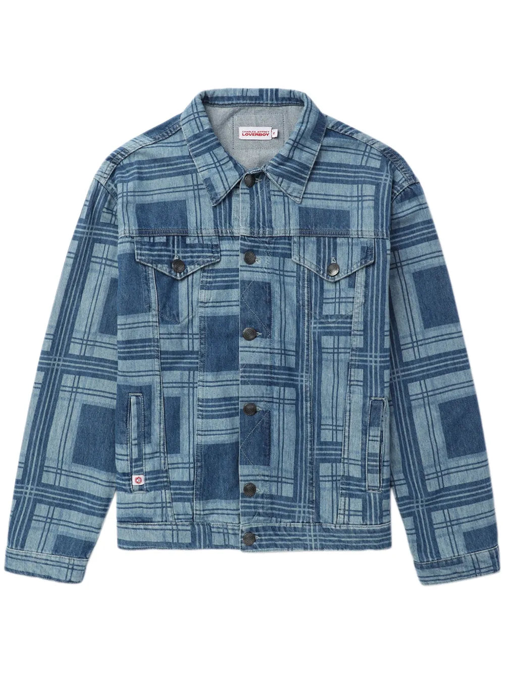 Tartan Check-Print Denim Jacket