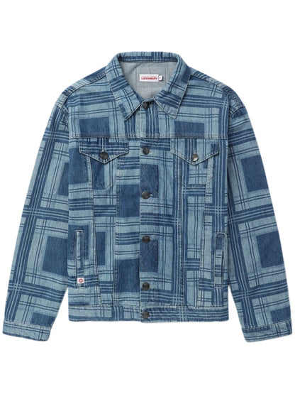 Tartan Check-Print Denim Jacket