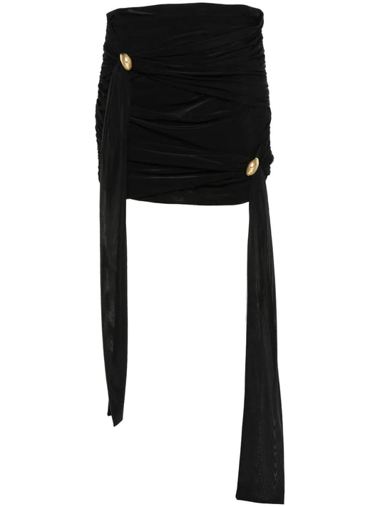 Sash-Detail Draped Mini Skirt