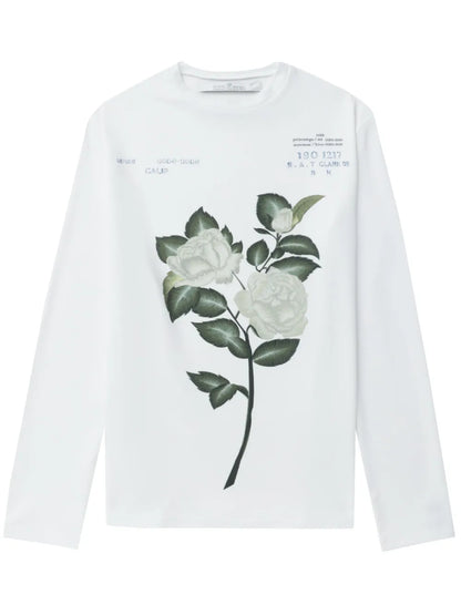 Rose-Print Long-Sleeve Top