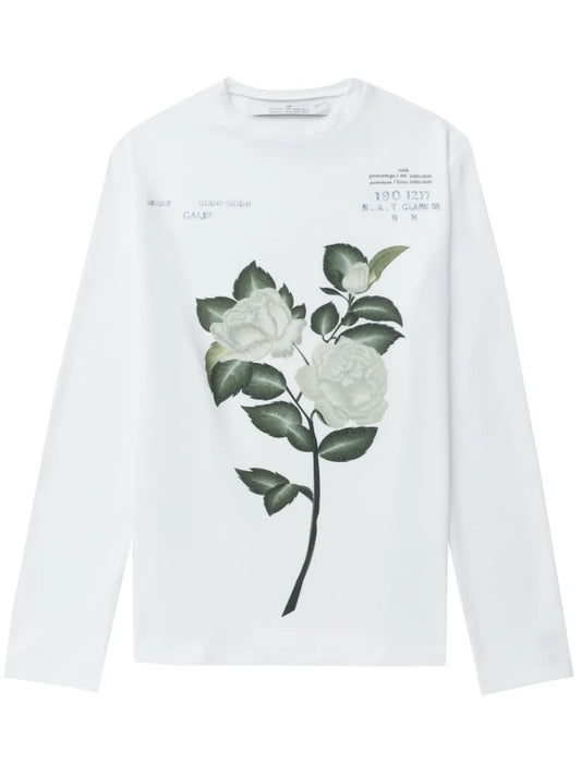Rose-Print Long-Sleeve Top