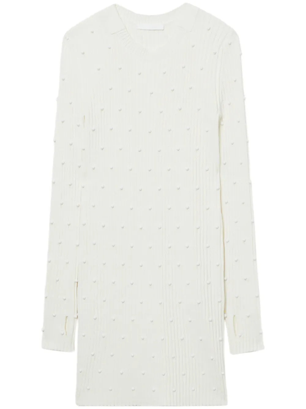 Bead-Embellished Ribbed-Knit Dress