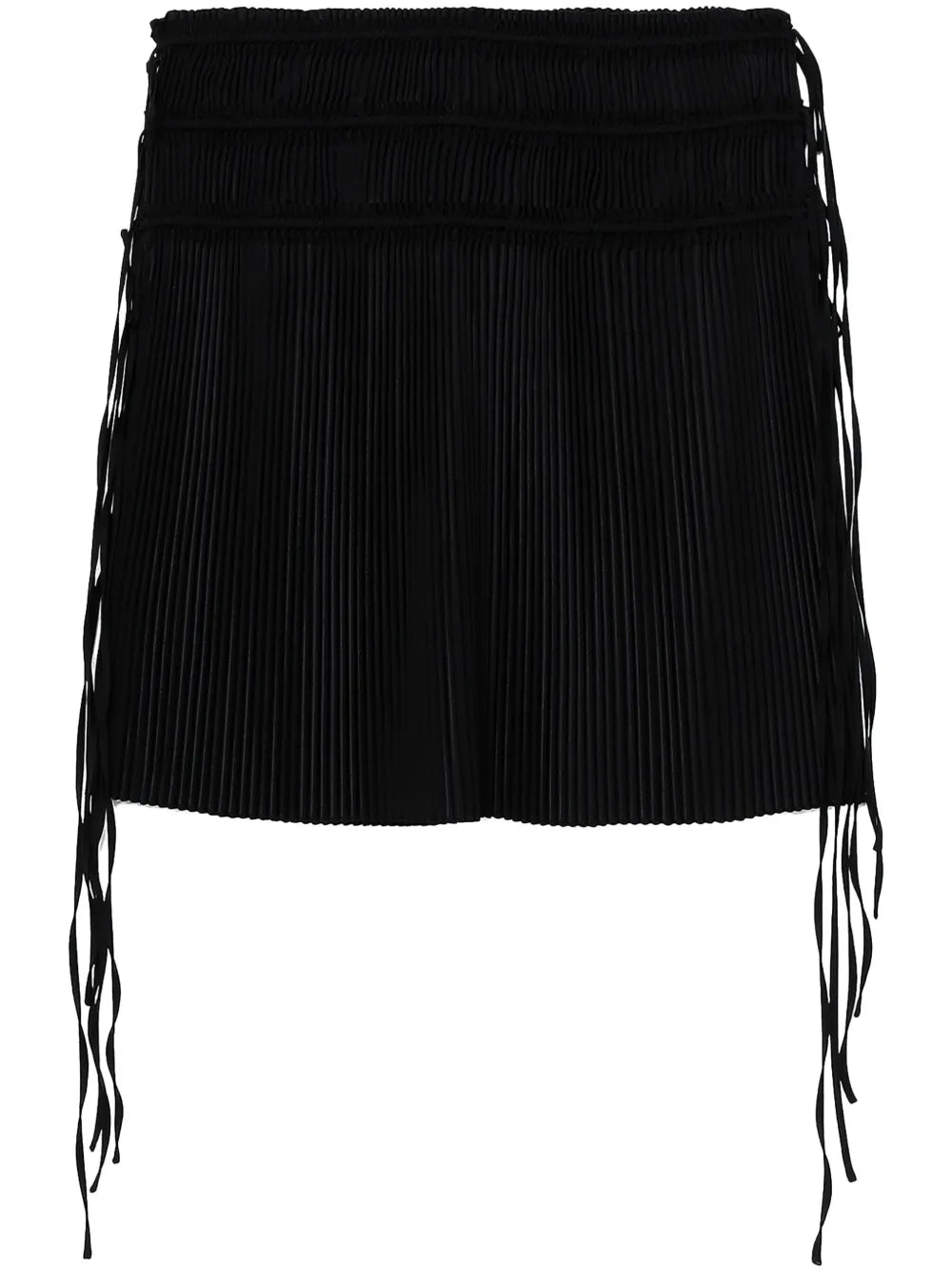 Strap-Detail Pleated Midi Skirt