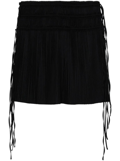 Strap-Detail Pleated Midi Skirt