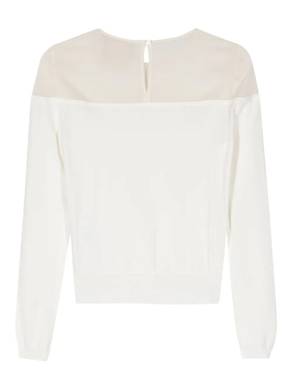 Crepe-Panel Fine-Knit Jumper