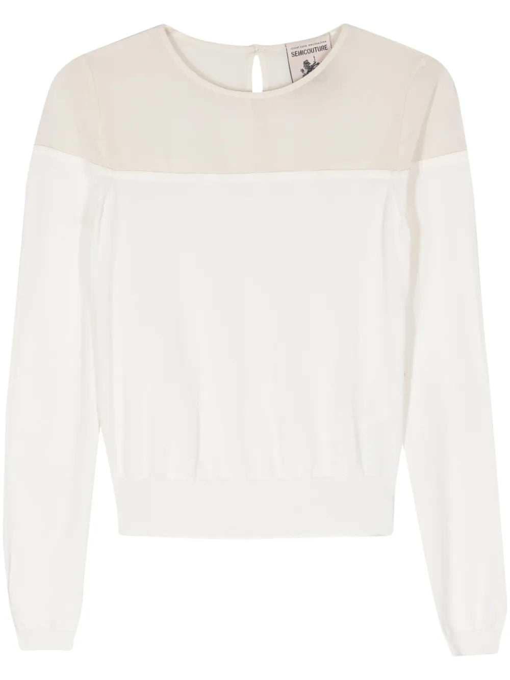 Crepe-Panel Fine-Knit Jumper