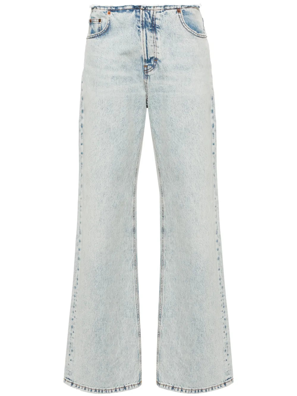 Korea Frayed Straight-Leg Jeans