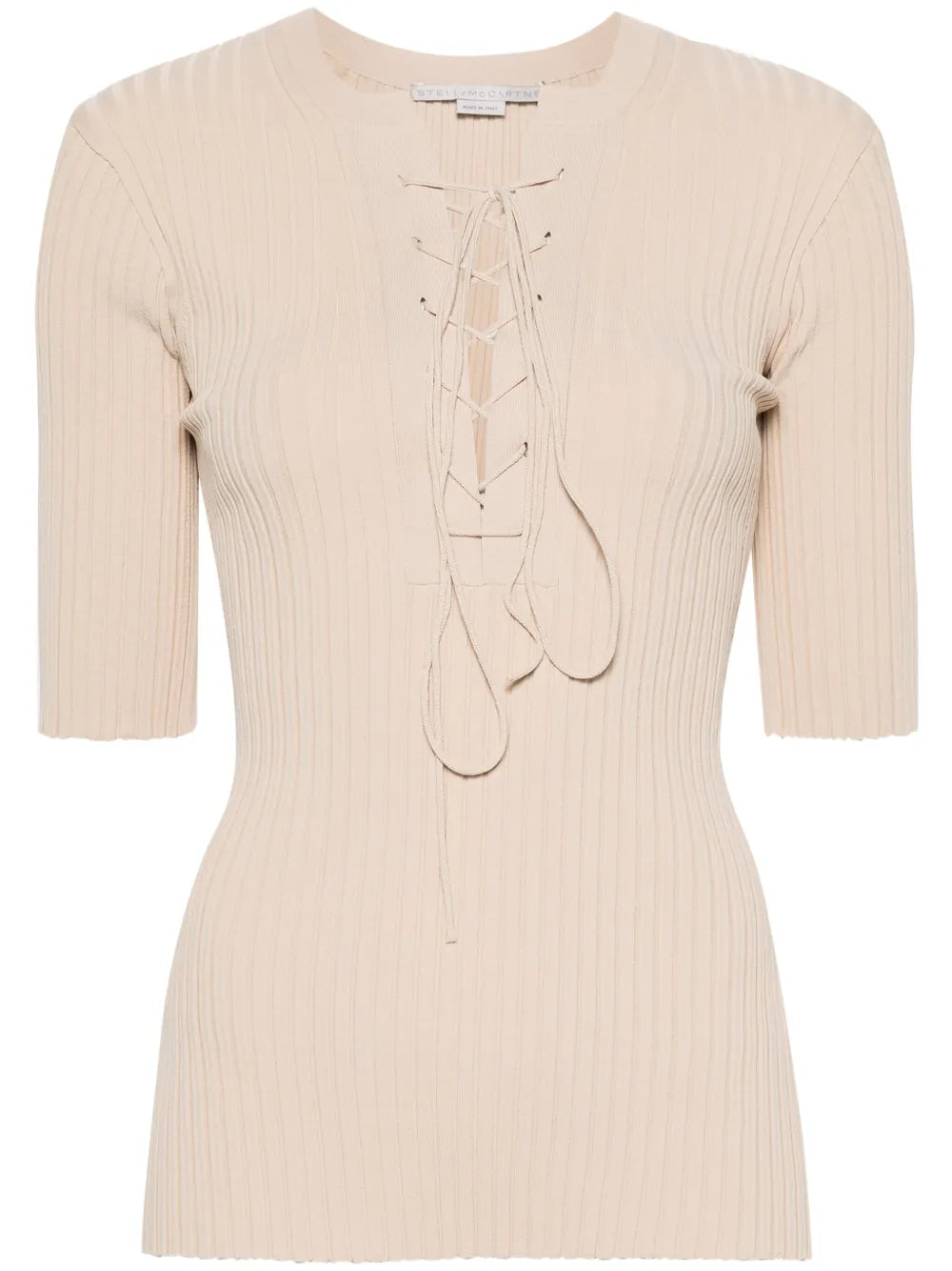 Lace-Up Ribbed Top