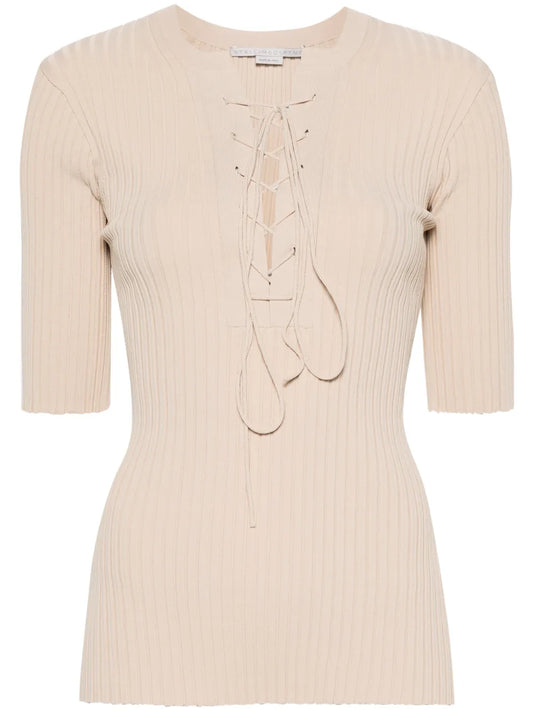 Lace-Up Ribbed Top
