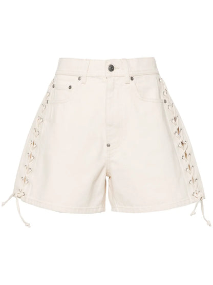 Lace-Up Cotton Shorts