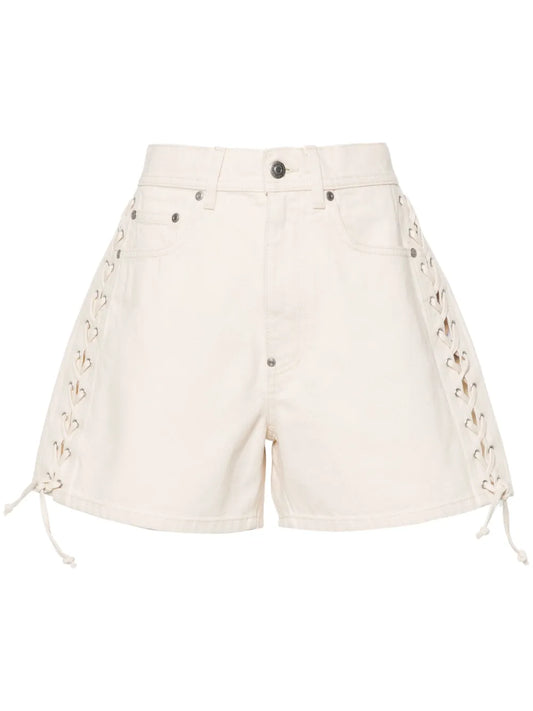 Lace-Up Cotton Shorts