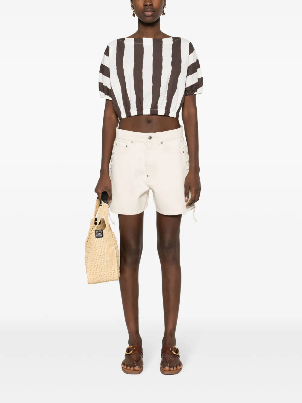 Lace-Up Cotton Shorts