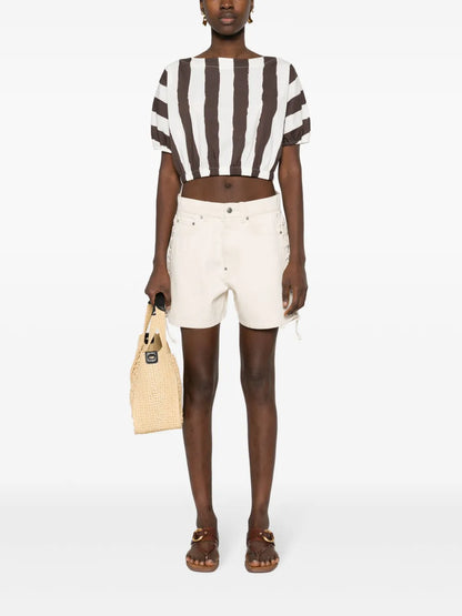 Lace-Up Cotton Shorts