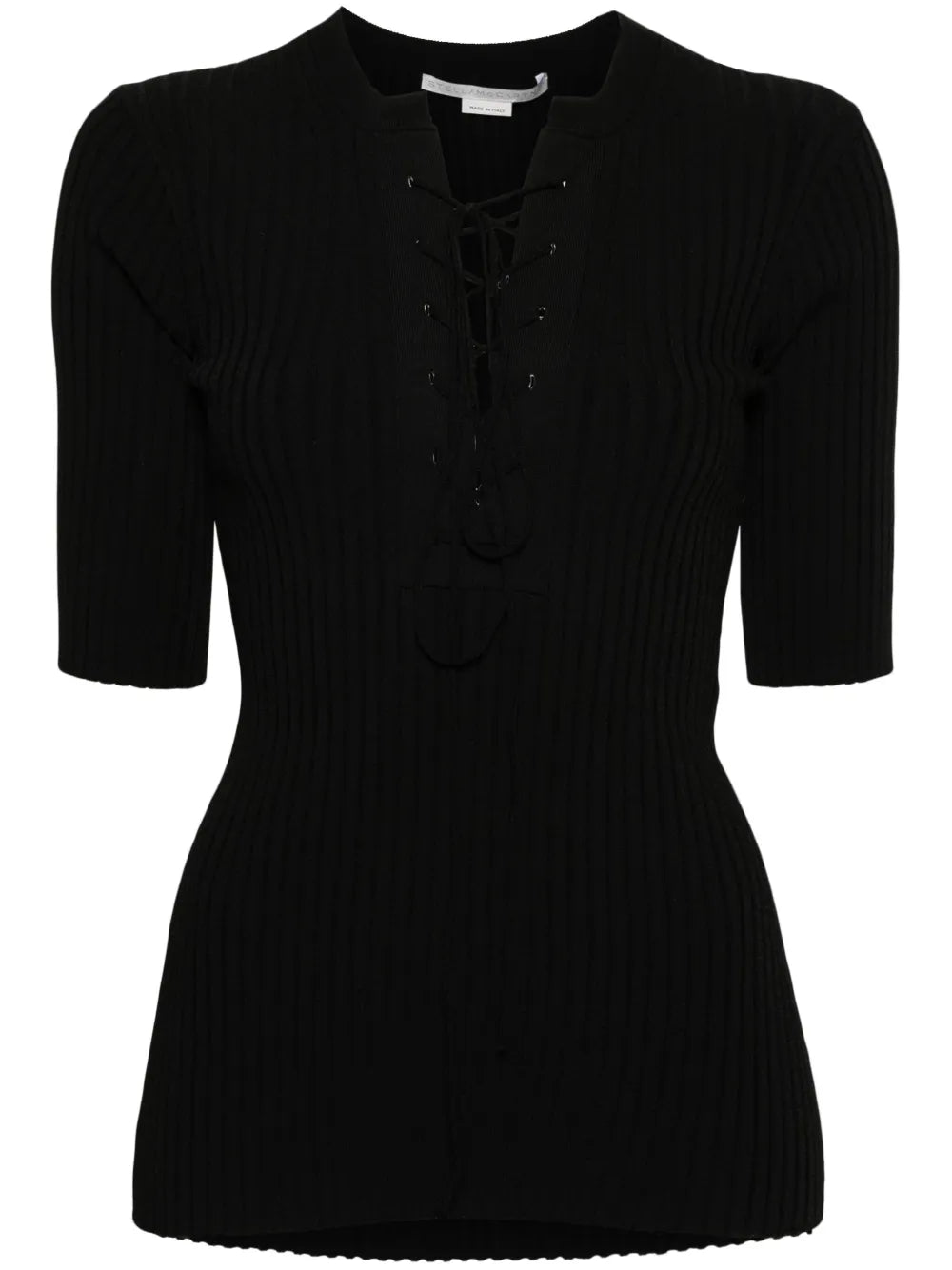 Lace-Up Ribbed Top