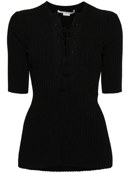 Lace-Up Ribbed Top