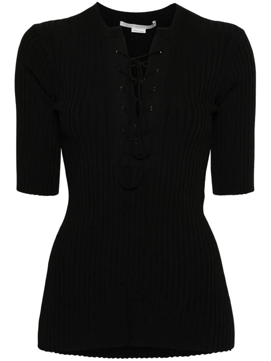 Lace-Up Ribbed Top