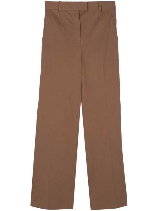 Piqué-Weave Straight Trousers