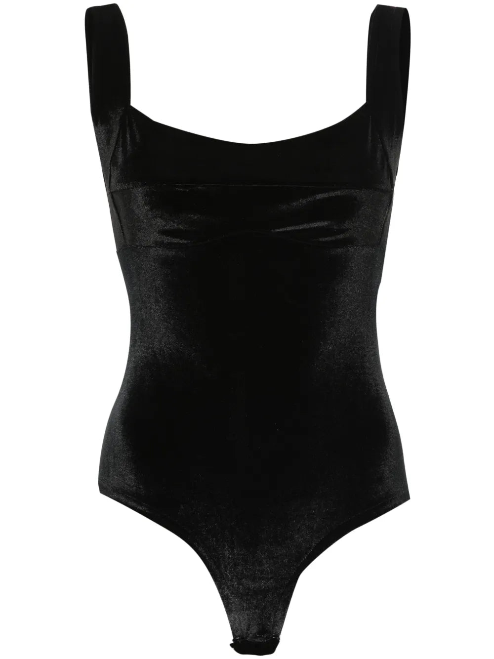 Square-Neck Velvet Bodysuit