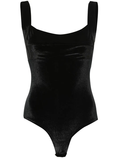 Square-Neck Velvet Bodysuit