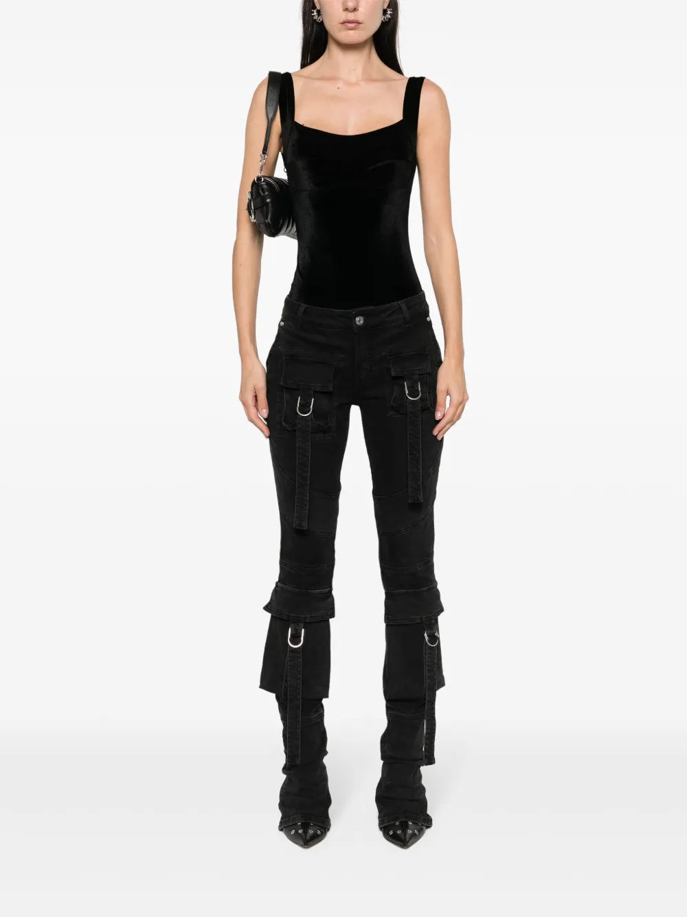 Square-Neck Velvet Bodysuit