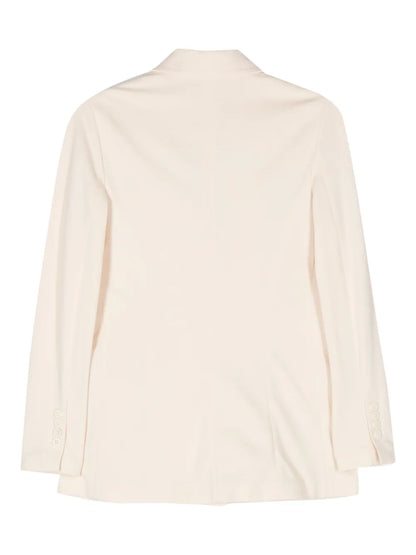 Oxford-Knit Double-Breasted Blazer